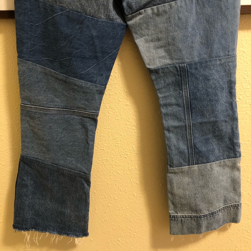 Levi’s Orange Tab Patchwork Vinyl Revival Cropped Straight Leg Raw Hem 31 - Picture 8 of 12